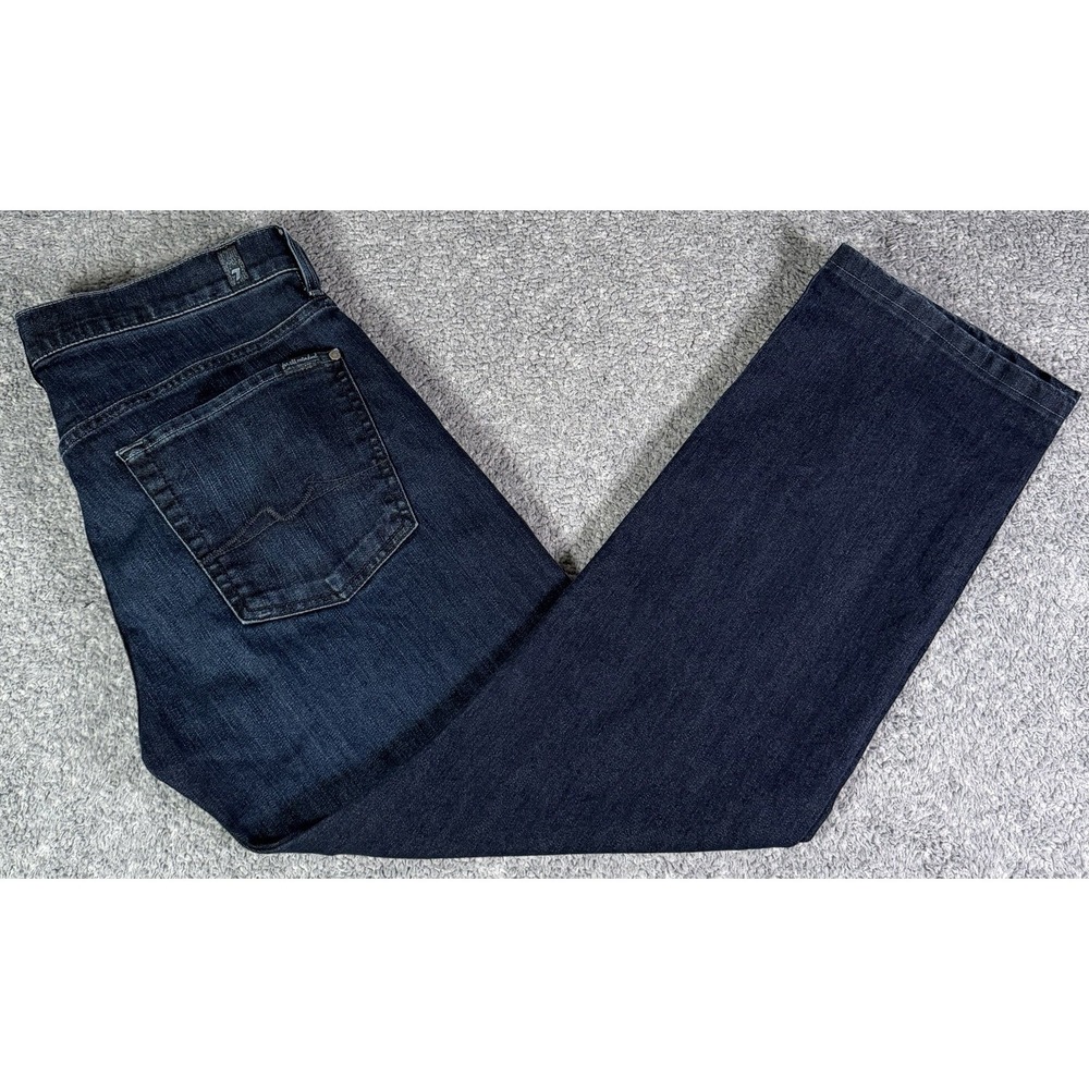 7 For All Mankind Austyn Relaxed Straight Leg Jeans Blue Dark Wash Mens 35x30